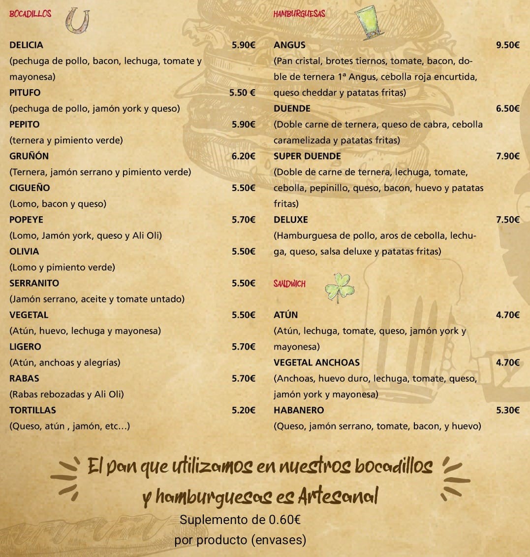 Bocadillos/Hamburguesas Duende